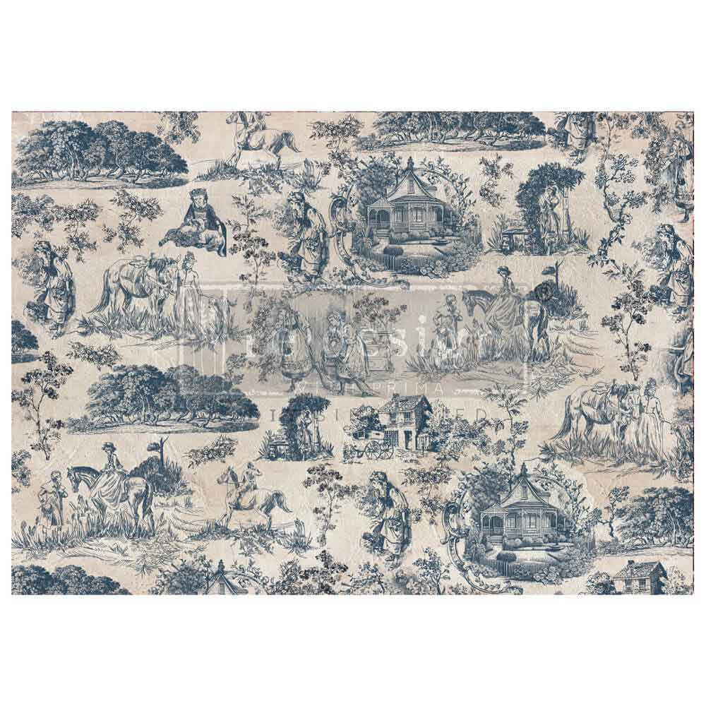 Re-Design with Prima Kacha Decoupage Fiber Pack, Toile de Jouy, French Inspired, Mixed Media, A1 23.4" x 33.1" Re-Design with Prima
