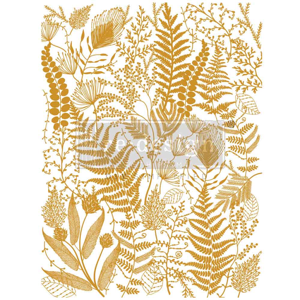 Re-Design with Prima, Decor Transfers, Gold Foil, Foliage Finesse, Leaves, Fronds, Foliage, Garden, Shabby, Chic, Kacha