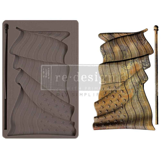 Re-Design with Prima Silicone Mold, Decor Moulds, Star Spangled Banner, American Flag, 5″x8″x8mm, Food Safe