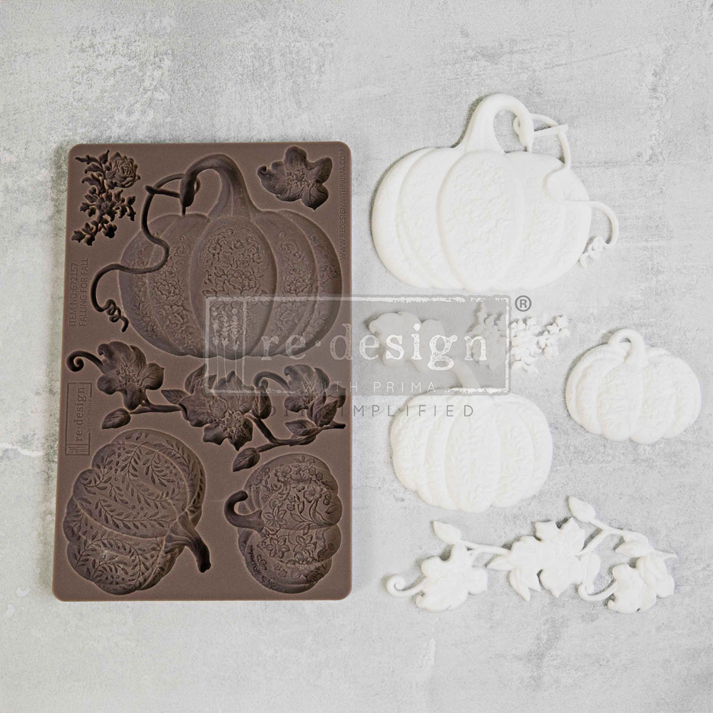 Redesign with Prima, Falling for Fall, Pumpkins, Autumn Leaves, Decor Mould, Silicone Mold, Food Safe, 8.00 × 5.00 × 0.31 in