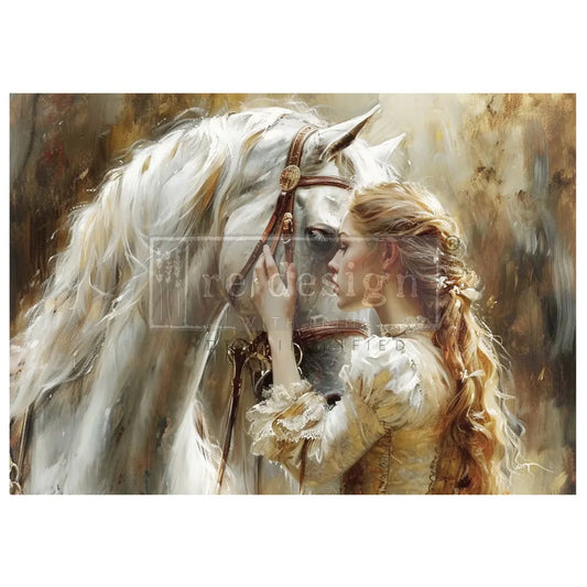 Re-Design with Prima, A1 Decoupage Fiber Pack, Soulful Bond, Beautiful Horse, Girl, 1 sheet, A1 size Mixed Media, 23.4" x 33" Re-Design with Prima