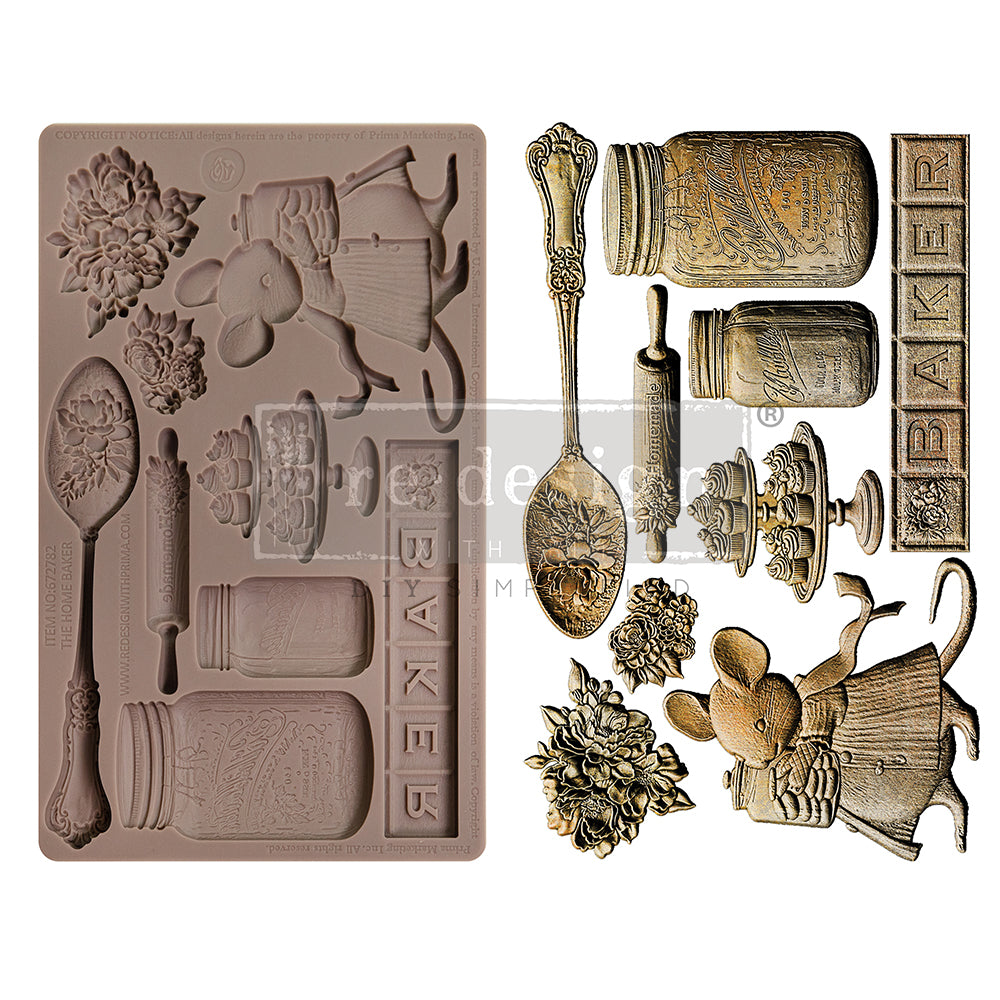 Re-Design with Prima Decor Silicone Mould, The Home Baker Collection – Baker’s Delight, Food Safe Mold for Resin, Clay