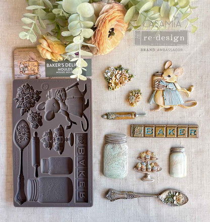 Re-Design with Prima Decor Silicone Mould, The Home Baker Collection – Baker’s Delight, Food Safe Mold for Resin, Clay