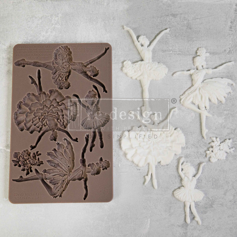 Redesign with Prima, 2024 Release, CELESTIAL GRACE, Ballet, Dancers, Roses, Decor Mould, Mold, 8.00 × 5.00 × 0.31 in, Food Safe