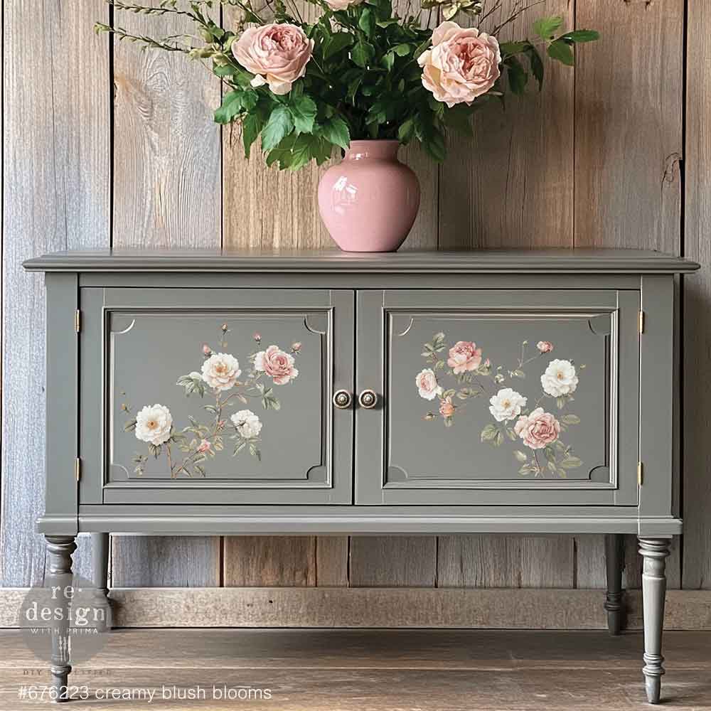 Re-Design with Prima, Middy Transfers, Creamy Blush Blooms, Roses, Florals, Vintage Style, Shabby Chic, 3 sheets, 8.5″x11″