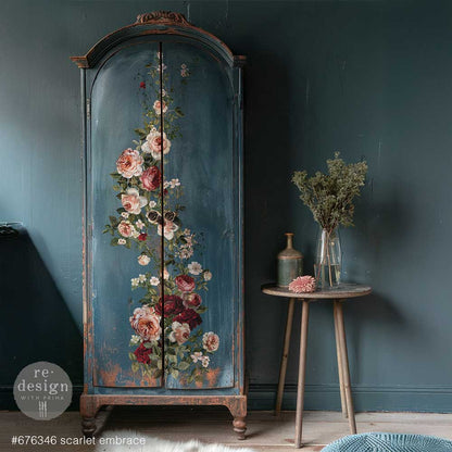 Re-Design with Prima Rub-on Decor Transfers, Scarlet Embrace, Shabby Chic Roses, total sheet size 24″x35″ 4 sheets, Mixed Media, Shabby Chic