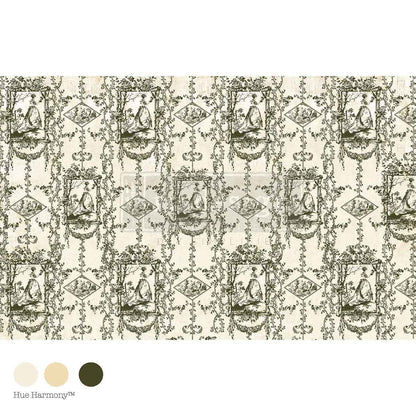Re-Design with Prima, Decoupage, Decor Tissue Paper, Kacha, Chasing Petals,  Vintage, Floral, Green, Beige, 1 sheet, 19.5″x30″ Re-Design with Prima