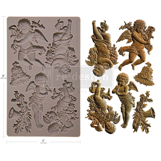 Redesign with Prima, Silicone Mold, Vintage Style, Decor Moulds®, Angelic Floral Noel, Angels, 1 pc, 5″x8″x8mm, Food Safe