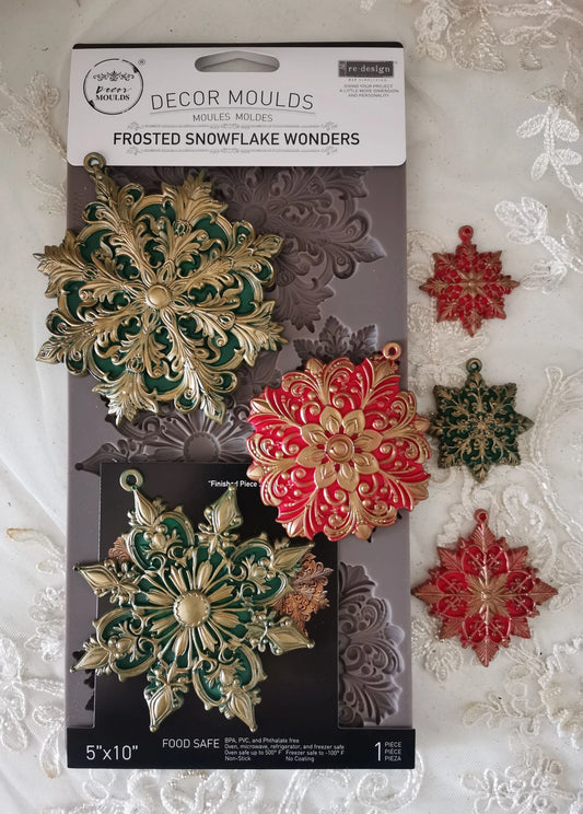 Redesign with Prima, Silicone Mold, Decor Moulds, Frosted Snowflake Wonders, 2025 Release, 5″x10″x8mm, Food Safe