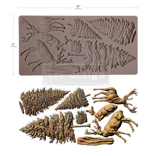Redesign with Prima, Silicone Mold, Vintage Style, Decor Moulds®,Evergreen Christmas, Treen, Reindeer, 5″x10″x8mm, Food Safe, 2025 Release