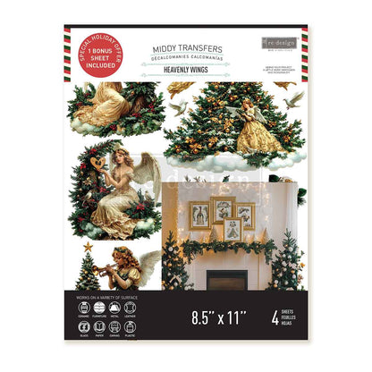 Re-Design with Prima, Middy Transfers, Heavenly Wings, Angels, Christmas, 3 sheets, 3 sheet, Golden Trumpets, Florals, Gowns, 8.5″x11″ Re-Design with Prima