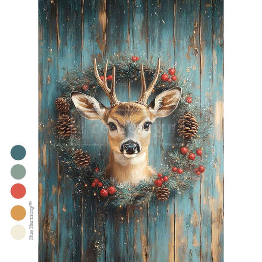 Re-Design with Prima, Decoupage Fiber Paper, Christmas, Jingle-Jingle, Reindeer, Holiday Wreath, A4, 8.27″x11.69″, 2025 Q4