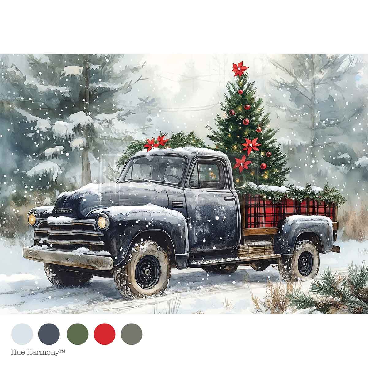 Re-Design with Prima, Decoupage Fiber Paper, Christmas, Country Pines Delivery, Vintage Truck, Country, Snow Scene, A4, 8.27″x11.69″ 2025 Q4