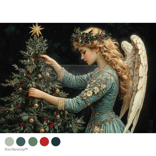 Re-Design with Prima, Decoupage Fiber Paper, Merry and Majestic, Christmas, Angel, Tree, Holiday, A4, 8.27″x11.69″, 2025 Q4