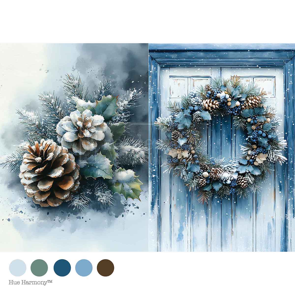 Re-Design with Prima, Decoupage Fiber Paper, Christmas, Wreath Of Whispers, Pinecones, Decoration, A4, 8.27″x11.69″, 2025 Q4