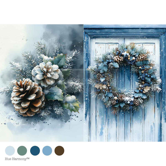 Re-Design with Prima, Decoupage Fiber Paper, Christmas, Wreath Of Whispers, Pinecones, Decoration, A4, 8.27″x11.69″, 2025 Q4