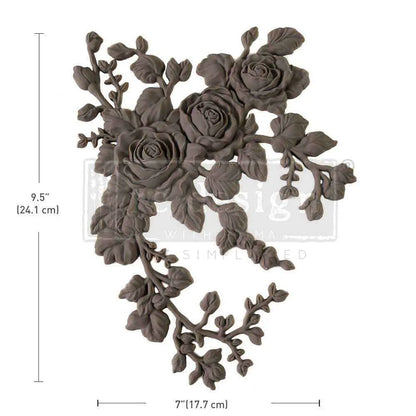 Re-Design with Prima, Decor Poly, Appliqués, Velvet Cascade Left, Roses, Flexible,  Lightweight, Bendable, Creative Projects, 9.5″x7″x0.5″ Re-Design with Prima