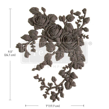 Re-Design with Prima, Decor Poly, Appliqués, Velvet Cascade, Right, Roses, Flexible,  Lightweight, Bendable, Creative Projects, 9.5″x7″x0.5″ Re-Design with Prima