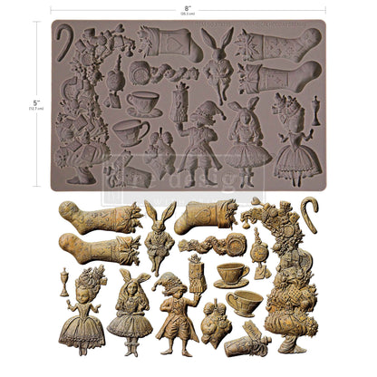 Re-Design with Prima, Silicone Mold, Decor Moulds®, Whimsical Holiday Dreams, Wonderland, Alice, Whimsical, 5″x8″x8mm, Food Safe, 2025 Qtr 3 Re-Design with Prima