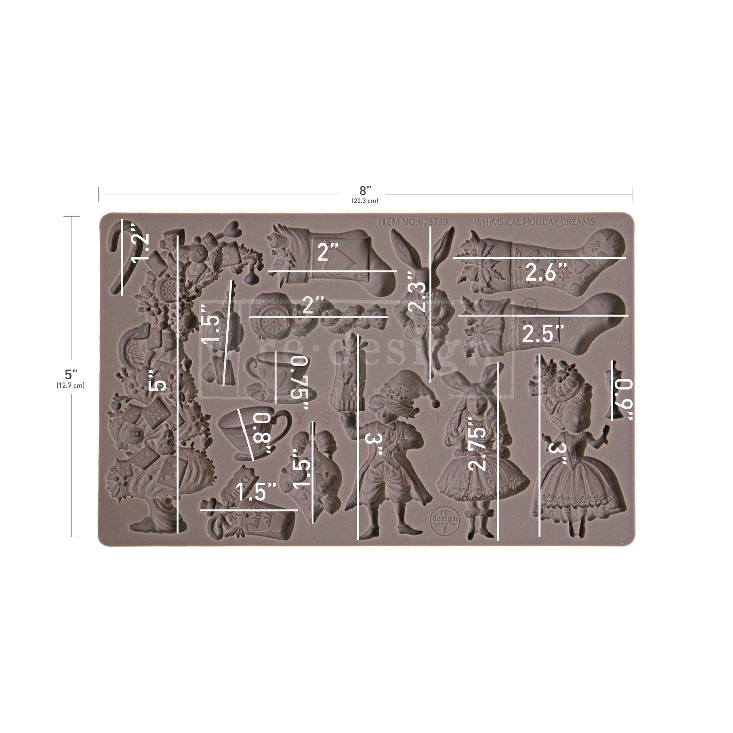 Redesign with Prima, Silicone Mold, Decor Moulds®, Whimsical Holiday Dreams, Wonderland, Alice, Whimsical, 5″x8″x8mm, Food Safe, 2025 Qtr 3