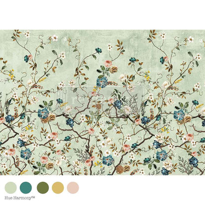 Re-Design with Prima, Decoupage Fiber Paper Set, Blossom Perch, Blue Florals, 1 sheet, 23.4″x33.1″  Shabby chic, Vintage Style, 2025 Q3 Re-Design with Prima