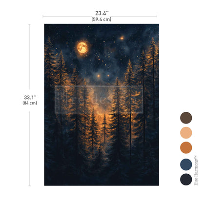 Re-Design with Prima Kacha Decoupage Fiber Pack, Moonlit Forest, Moon Light, Forest, Mixed Media, A1 23.4" x 33.1" Re-Design with Prima