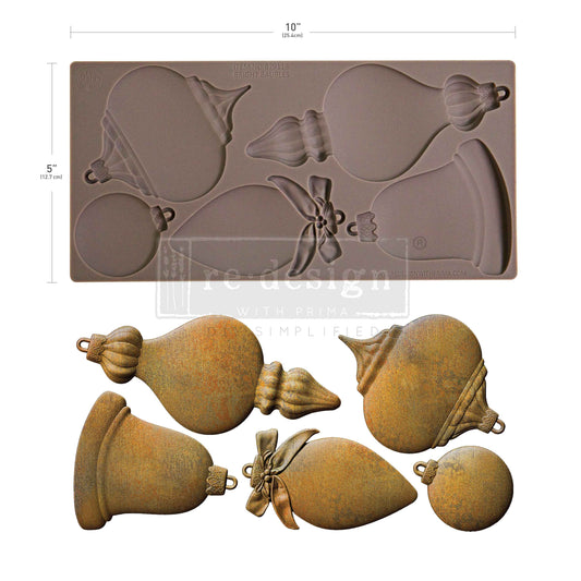 Redesign with Prima, Silicone Mold, Vintage Style, Decor Moulds®, Bright Baubles, Holiday Ornaments, Baroque-inspired, 5″x10″x8mm, Food Safe
