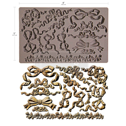 Redesign with Prima, Silicone Mold, Decor Moulds, Christmas, Timeless Ties, 1 pc, 5″x 8″x 8mm, Food Safe