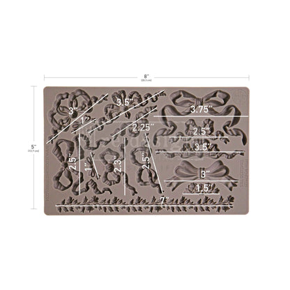 Re-Design with Prima, Silicone Mold, Decor Moulds, Christmas, Timeless Ties, Bows, 1 pc, 5″x 8″x 8mm, Food Safe Re-Design with Prima