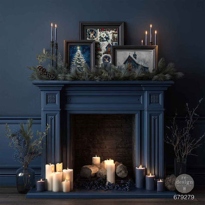 Re-Design with Prima, A3 Decoupage Fiber Pack, Hearth & Holly, Christmas, Winter, Midnight Blue, Animals, Cabin, 2 sheets, 11.7″x16.5″