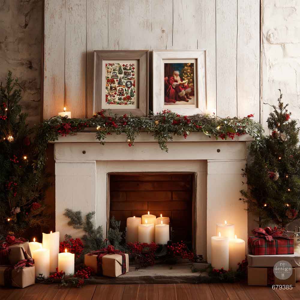 Re-Design with Prima Decoupage Fiber Pack, Everlasting Light, Christmas Elements, Santa, 2 sheets, A4 8.3″x11.7″ each, Mixed Media