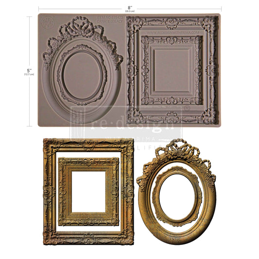 Redesign with Prima, Silicone Mold, Decor Moulds, Ornate Legacy, Vintage Style Frames, 2025 Qtr Part 2 Release, 5″x10″x8mm, Food Safe