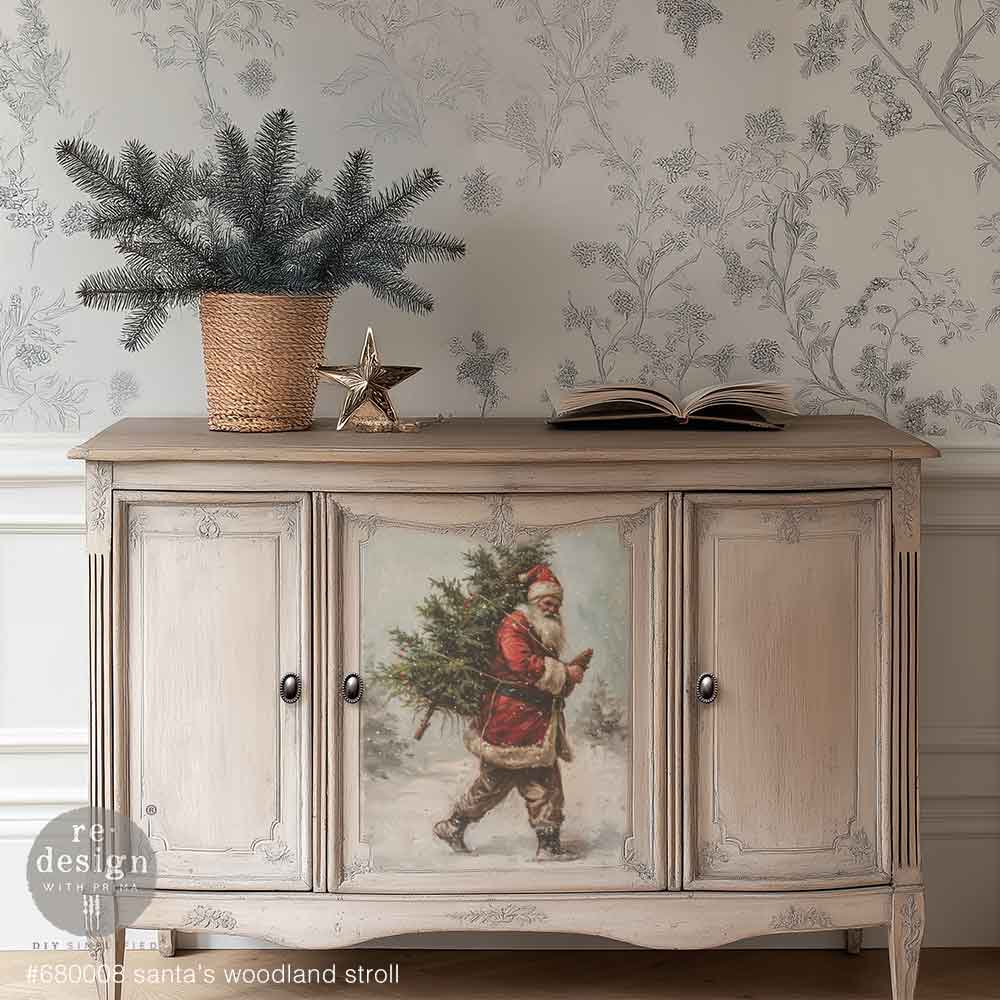 Re-Design with Prima, A3 Decoupage Fiber Pack, Santa's Woodland Stroll, Snowy Cabin, Christmas, 3 sheets, 11.7″x16.5″, 2025 Q3