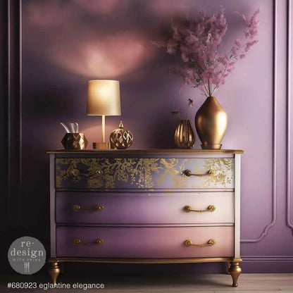 Re-Design with Prima, Decor Transfers Foil,  Eglantine Elegance, Gilded Gold, Rub on Transfer, total sheet size 18″x24″, 2 sheets Re-Design with Prima