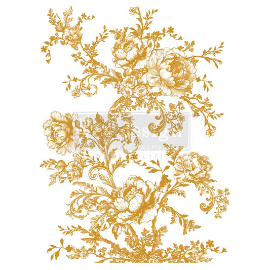 Re-Design with Prima, Decor Transfers Foil,  Eglantine Elegance, Gilded Gold, Rub on Transfer, total sheet size 18″x24″, 2 sheets