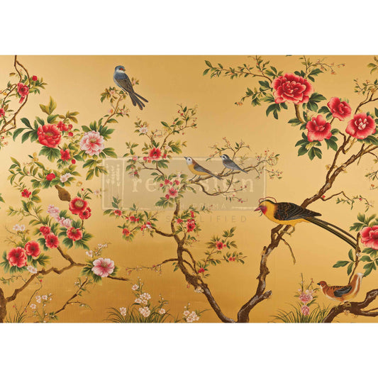 Re-Design with Prima Decoupage Fiber, Radiant Flight, Mixed Media, 1 sheet, 11.7″x16.5″, March 2026 Release, Floral, Bird, French Inspired