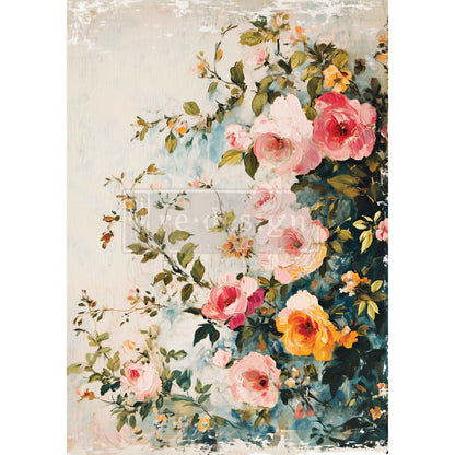 Re-Design with Prima Decoupage Fiber, Blush Symphony, Mixed Media, 1 sheet, 11.7″x16.5″, March 2026 Release, Floral, Shabby Chic, Vintage