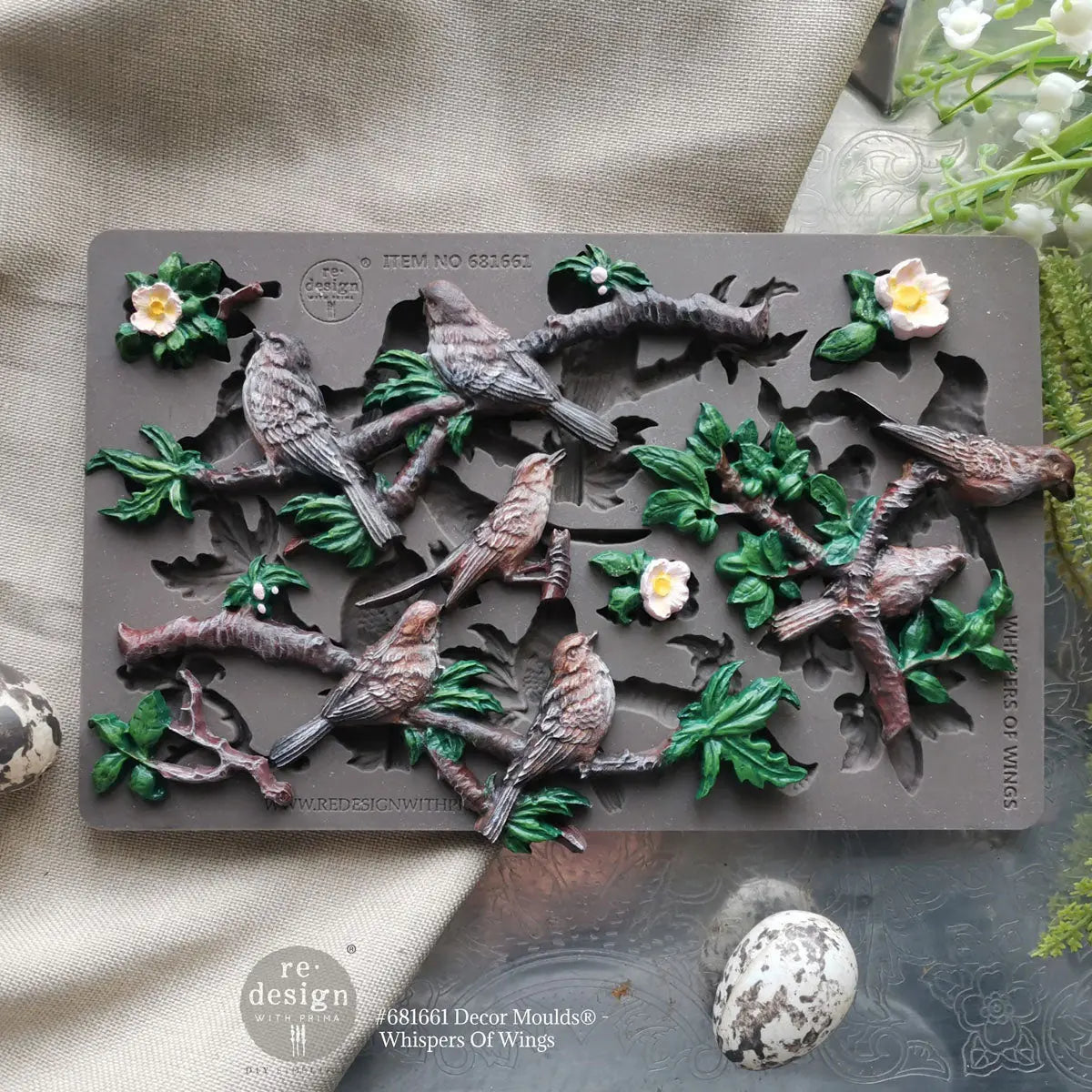 Re-design with Prima, Silicone Mold, Whispers of Wings, Birds, Branches, Decor Moulds®, 1 pc, 5″x8″x8mm, Food Safe, 2026 Q1 Re-Design with Prima