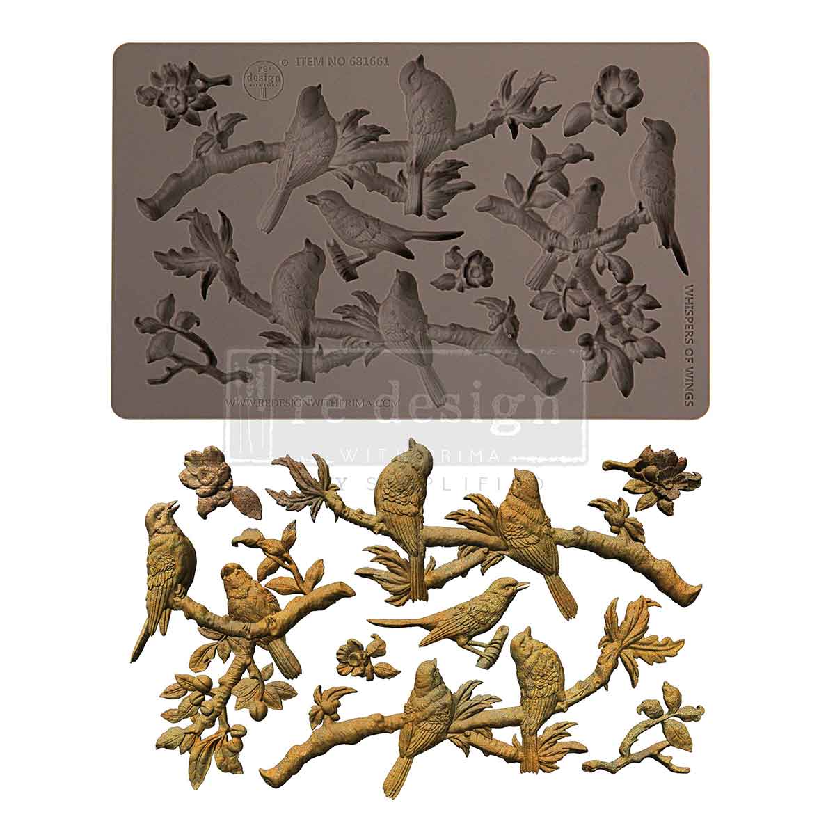 Re-design with Prima, Silicone Mold, Whispers of Wings, Birds, Branches, Decor Moulds®, 1 pc, 5″x8″x8mm, Food Safe, 2026 Q1 Re-Design with Prima