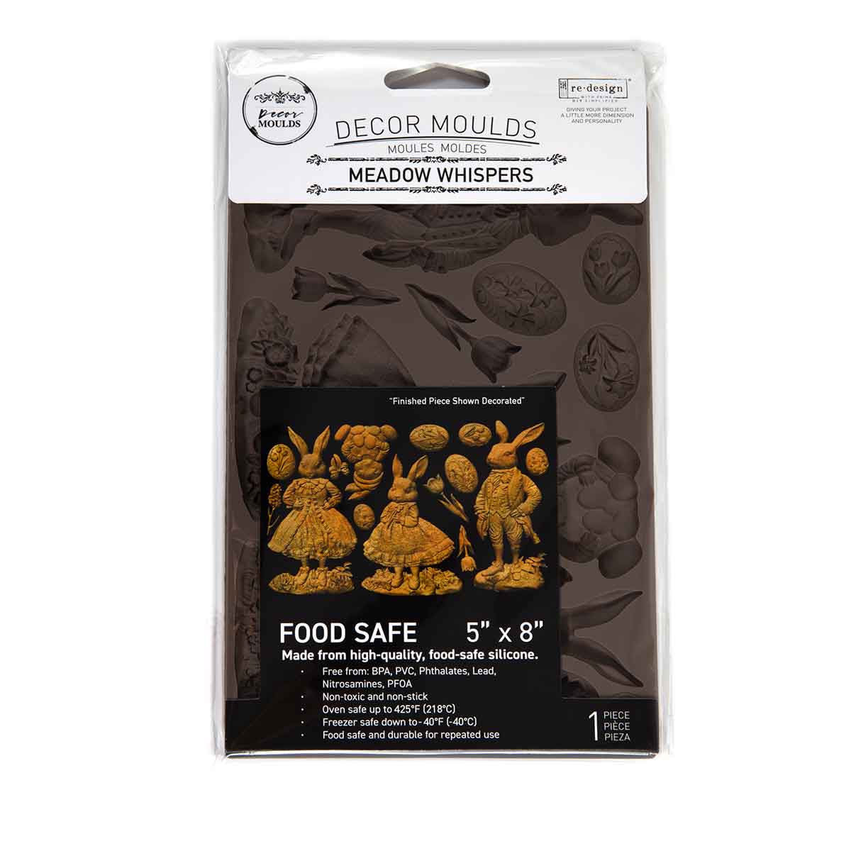 Re-design with Prima, Silicone Mold, Meadow Whispers, Easter, Bunnies, Rabbits, Decor Moulds®, 1 pc, 5″x8″x8mm, Food Safe, 2026 Q1 Re-Design with Prima