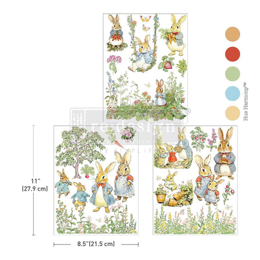 Re-Design with Prima, Middy Transfers®, Rub on Transfers, Cottontail Diaries, Easter, Classic Vintage Storybook, 3 sheets, 8.5″x11″3, Crafts Re-Design with Prima
