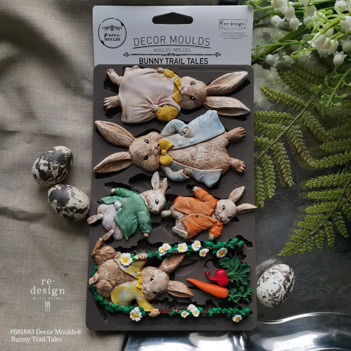 Re-design with Prima, Silicone Mold, Bunny Trail Tails, Bunnies, Rabbits, Decor Moulds®, 1 pc, 5″x8″x8mm, Food Safe, 2026 Q1 Re-Design with Prima