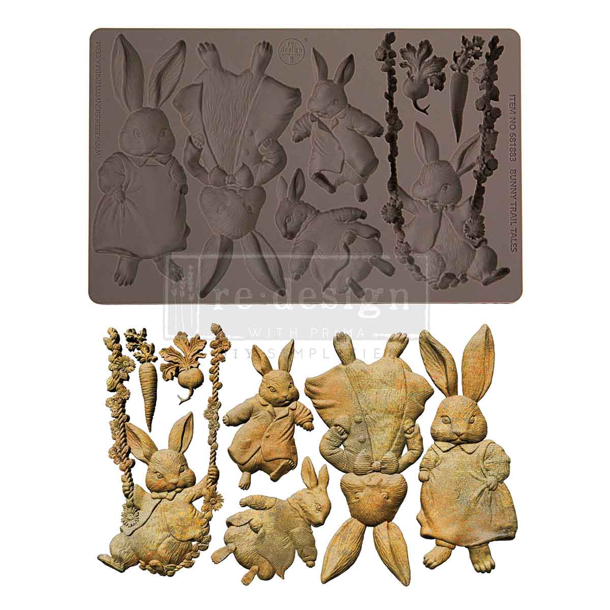 Re-design with Prima, Silicone Mold, Bunny Trail Tails, Bunnies, Rabbits, Decor Moulds®, 1 pc, 5″x8″x8mm, Food Safe, 2026 Q1 Re-Design with Prima