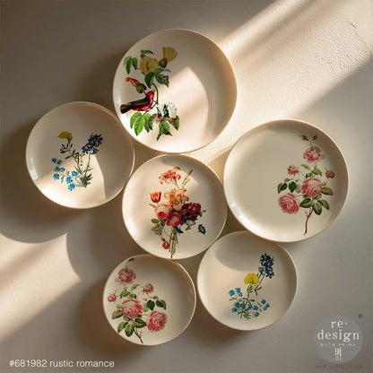 Re-Design with Prima, H2O Transfers, Rustic Romance, Vintage Roses, Wild Lilies, Flowers, Song Bird, 1 sheet, 8.5″x11″, Crafts Re-Design with Prima