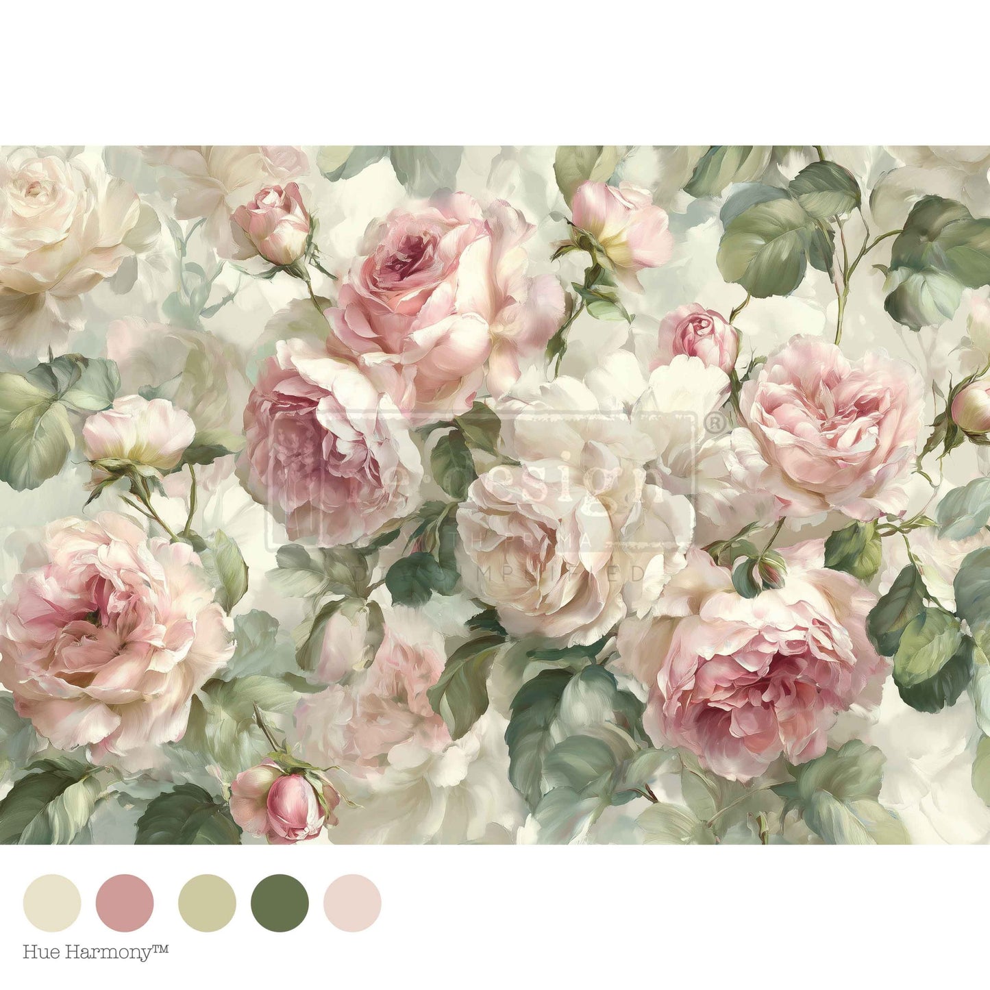 Re-Design with Prima, Decoupage Fiber Paper, Velvet Bloom, Pink Roses, Shabby Chic, Vintage Style, 1 sheet, A1 23.4″x33.1″