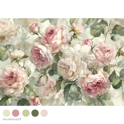 Re-Design with Prima, Decoupage Fiber Paper, Velvet Bloom, Pink Roses, Shabby Chic, Vintage Style, 1 sheet, A1 23.4″x33.1″