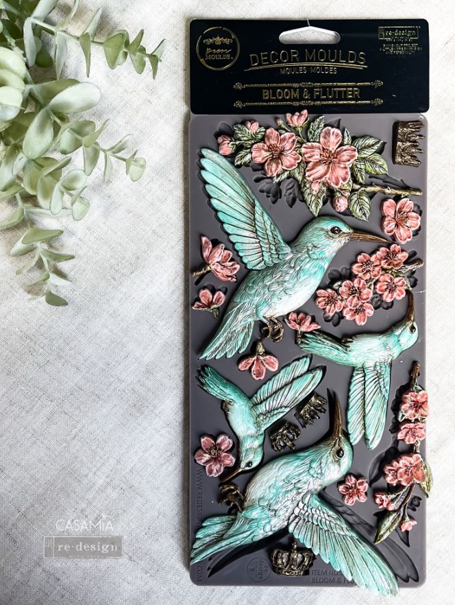 Re-design with Prima Silicone Decor Mould, Bloom and Flutter, Hummingbirds, Flowers, Embellishments, Food Safe Craft Supplies