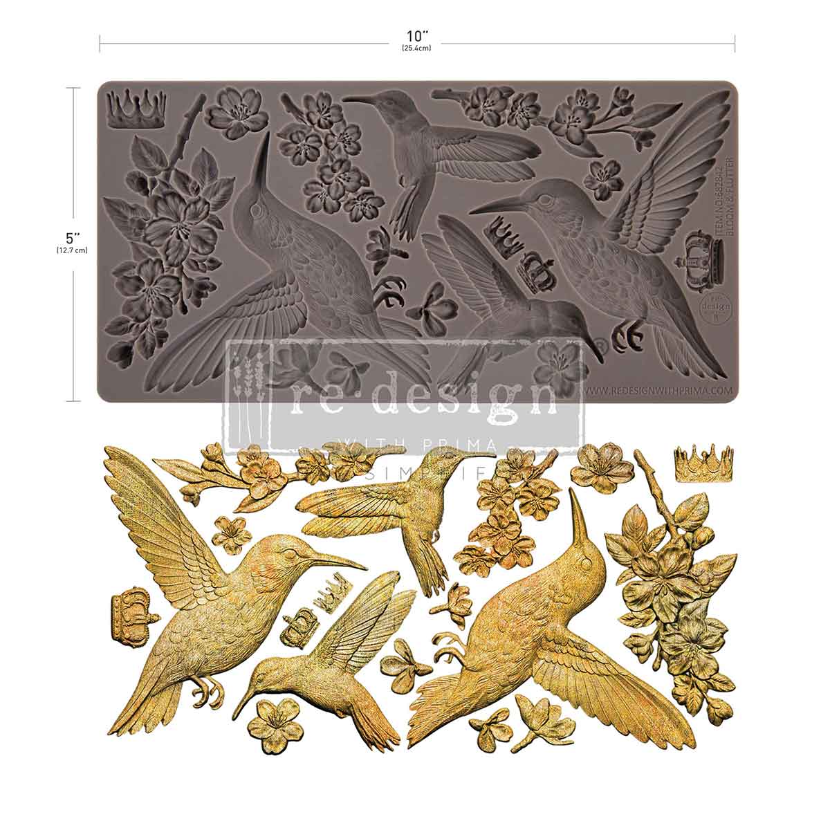 Re-design with Prima Silicone Decor Mould, Bloom and Flutter, Hummingbirds, Flowers, Embellishments, Food Safe Craft Supplies