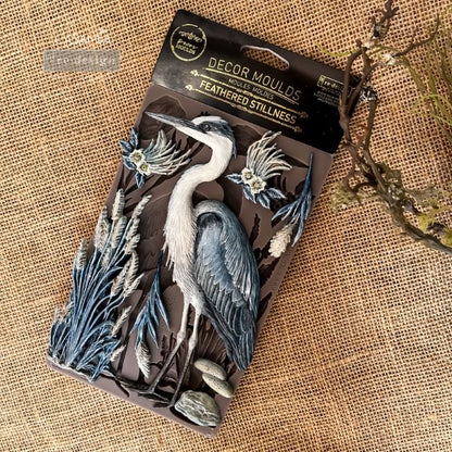 Re-design with Prima Silicone Decor Mould, Feathered Stillness, Heron, Bird, Botanical Elements, Embellishments, Food Safe Craft Supplies