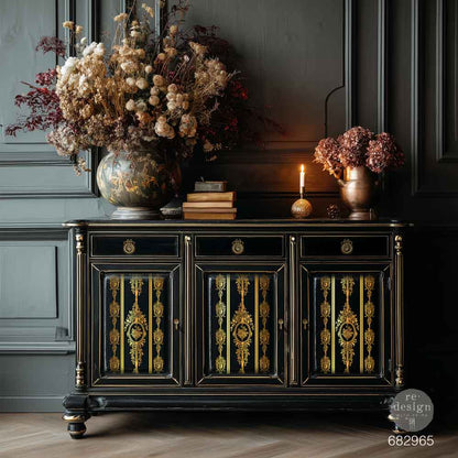 Re-Design with Prima Decor Transfers, Gold Foil by Kacha, Chateau Filigree, French Inspired, total size 18″x24″, cut into 2 sheets. 2026 Q3